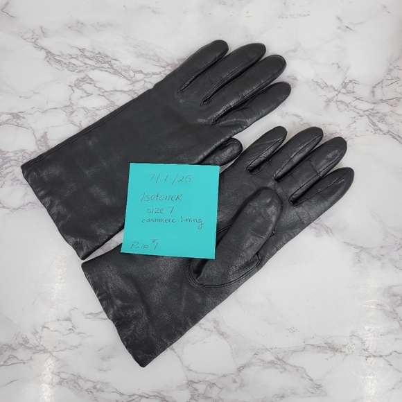 Isotoner Black Leather Driving Gloves with Cashmere Lining ARIS 115 - Picture 3 of 14